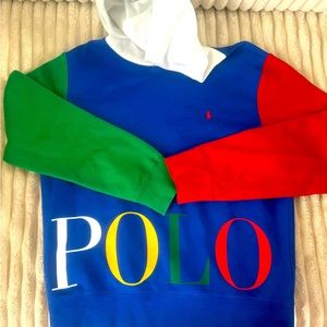 Boys Polo Ralph Lauren Hoodie Pullover Sweatshirt Sz 14/16 Large Bright Colors